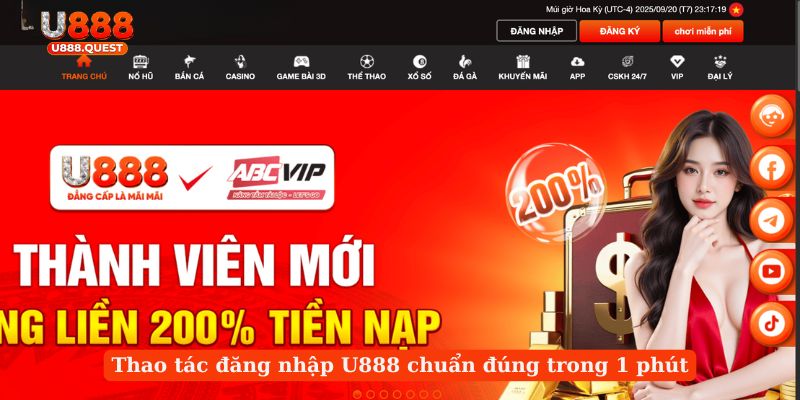 Thao tác đăng nhập U888 chuẩn đúng trong 1 phút