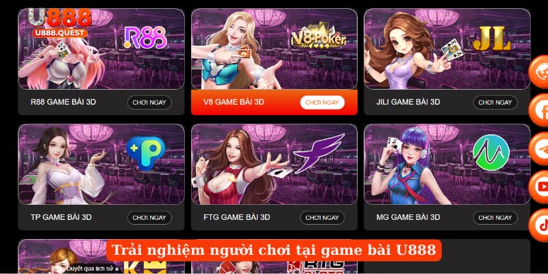 Trải nghiệm người chơi tại game bài U888