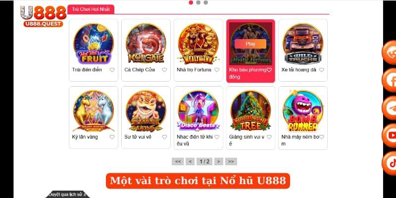 Một vài trò chơi tại Nổ hũ U888